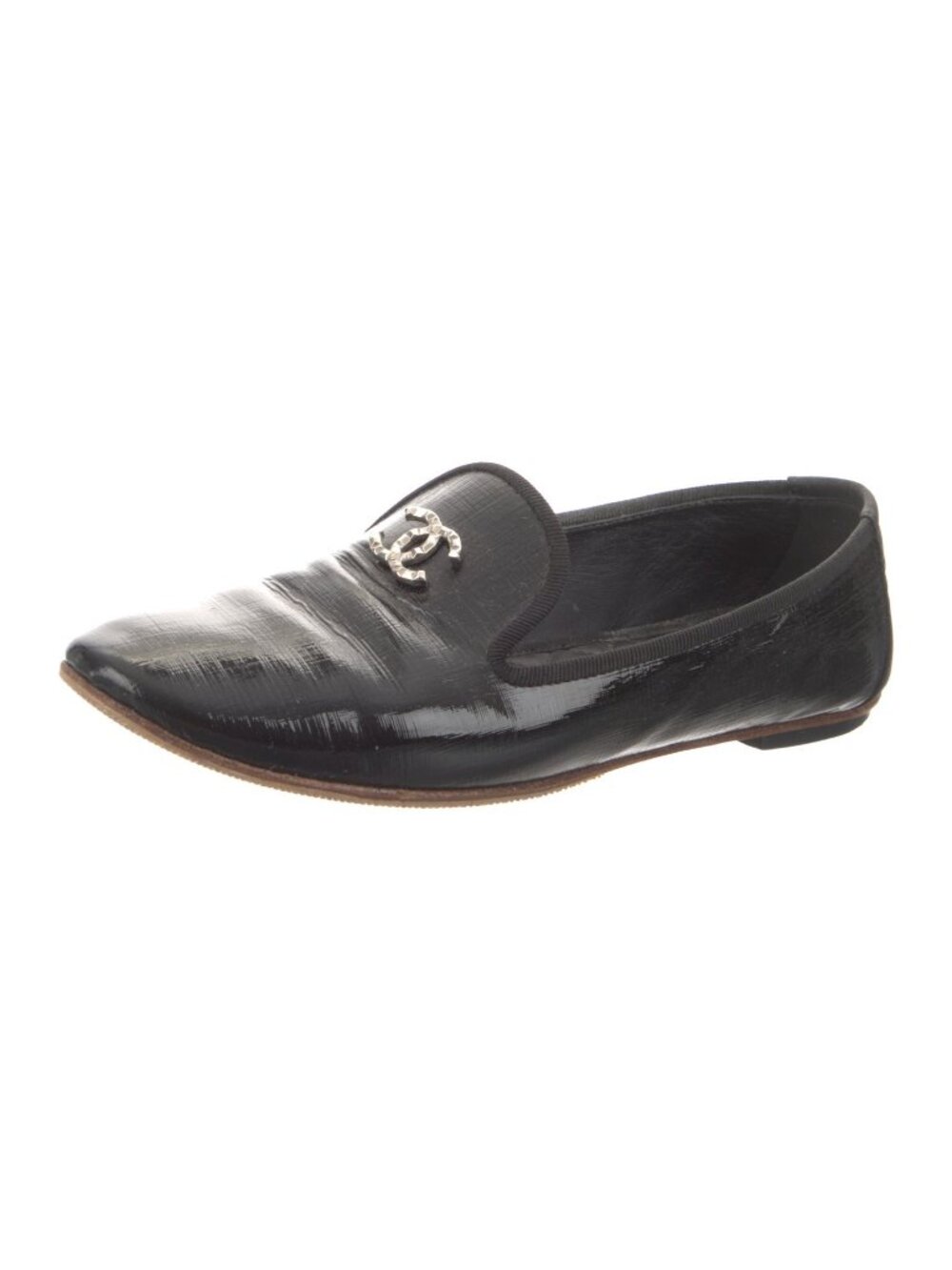 Chanel Interlocking CC Logo Patent Leather Loafers EU 35.5